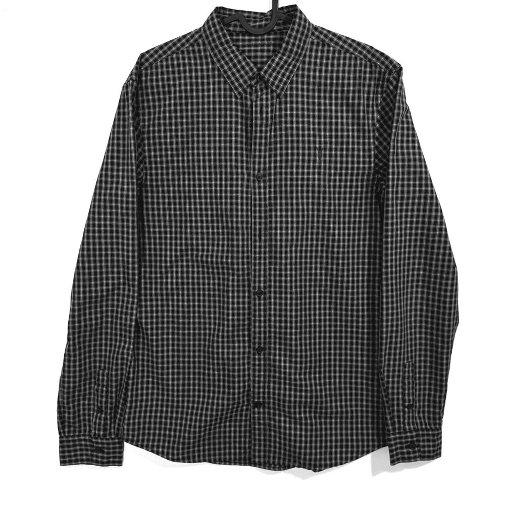 All Saints Murdo Long Sleeve Shirt M Grey Plaid Checkered Button Office Work